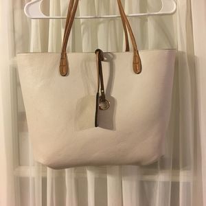 REVERSIBLE Tan/White Leather Tote from Francesca's
